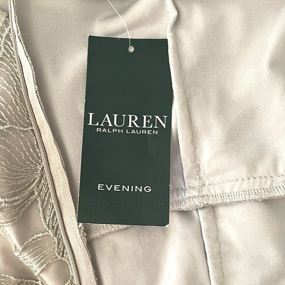 Lauren Ralph Lauren Sliver Sleeveless Floral Mesh Evening Maxi Dress Size 4 NWT - Picture 14 of 14
